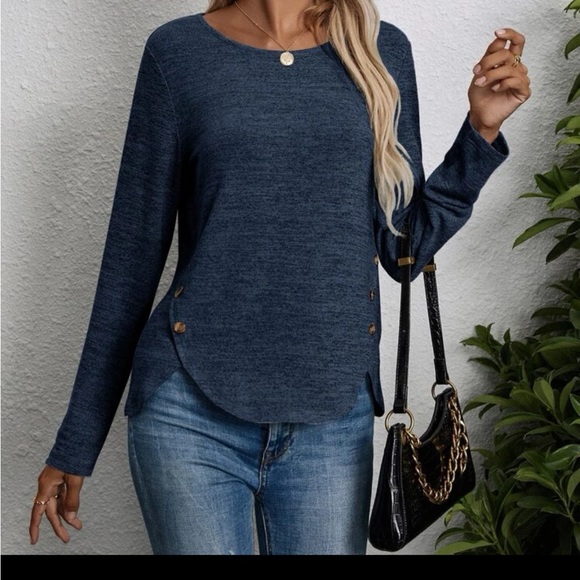 💫SHEIN Women’s Crew Neck Asymetrycal Long Sleeves Sweater - Picture 3 of 14